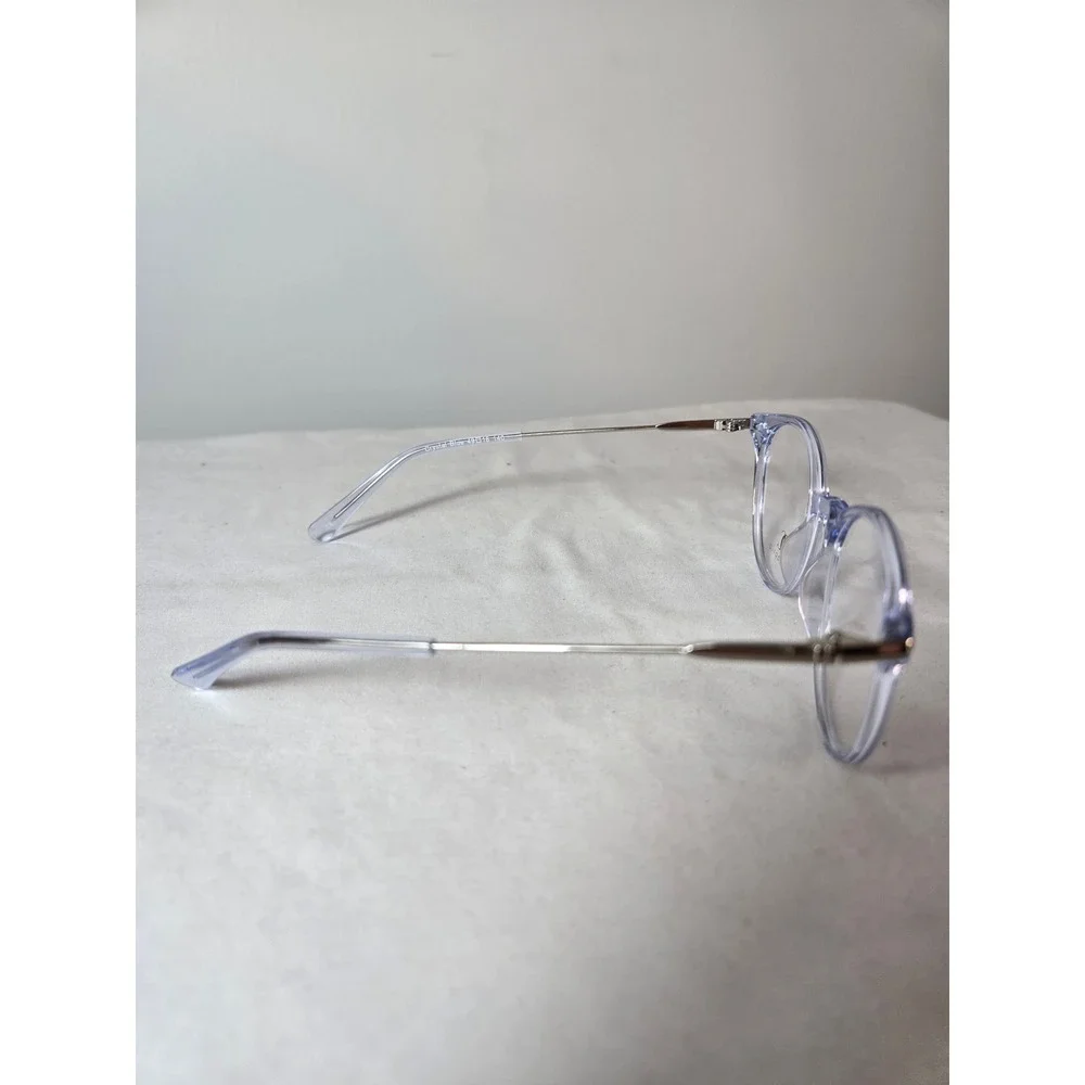 Dicaprio Crystal Blue Round Eyeglass Frames Clear Light Blue Silver 49-18-140